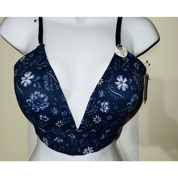 New! Lucky Brand Intimates Women's Sz 38C WireFree Comfort Bra Blue Floral Print - Picture 4 of 7